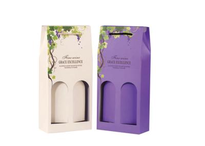 Coloful Wine Gift Box Packaging / Two Window Custom Wine Bottle Boxes