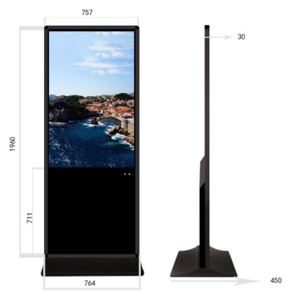 фактор контрастности 4000:1 машины Signage LCD цифров 16:9 55-inch вертикальные и дисплей объявлений карты Wi-Fi SD