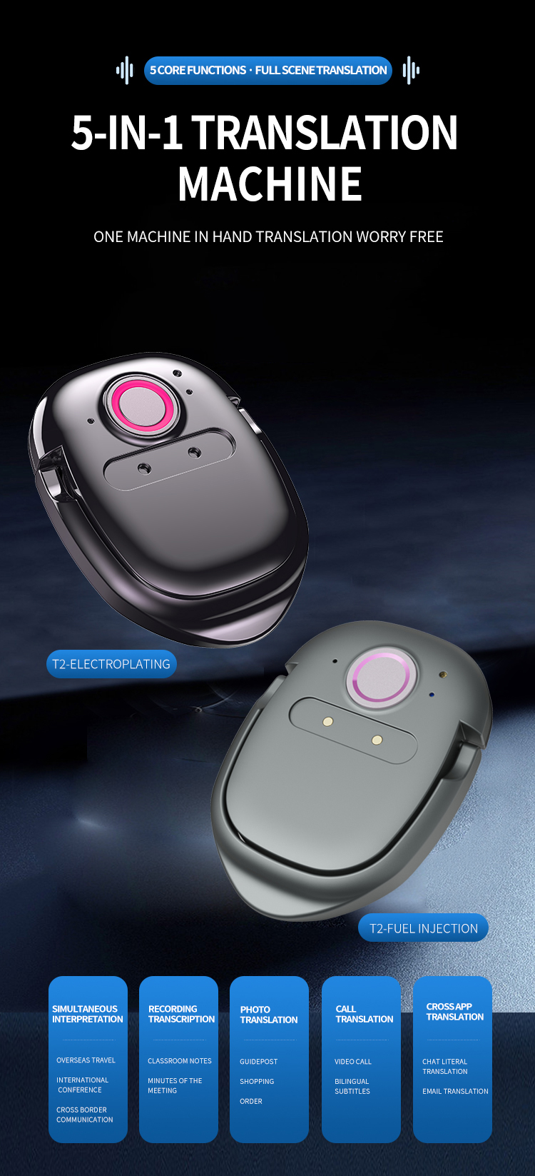 Mini Muti Language Translator Smart Translation Machine For English German Spanish French Dutch Italian
