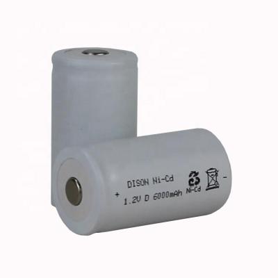1.2V 6Ah 70C Cellules de batterie rechargeables à haute température NICd D pour l'éclairage d'urgence
