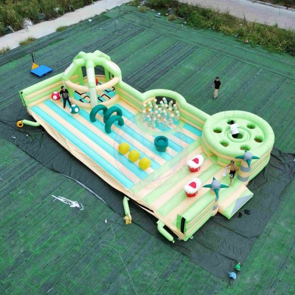 Colorful Inflatable Fun City Kids Amusement Park Custom Obstacle Course Playground Commercial Inflatable Games