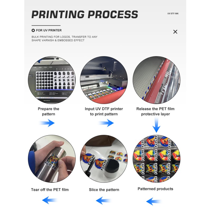 Fcolor UV DTF Transfer AB Film Dtf UV Ink for Epson I3200 L1800 UV Dtf Sticker Printer