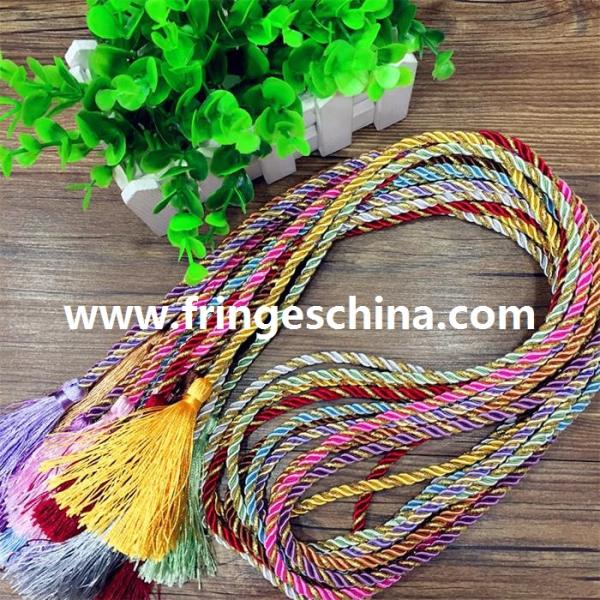 Delicate fluorescent multicolored fringe tassel trimming for graduation cap decoration
