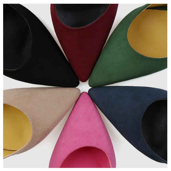 Suede PU Women Pointed Toe Pumps 80mm heel polished tailoring