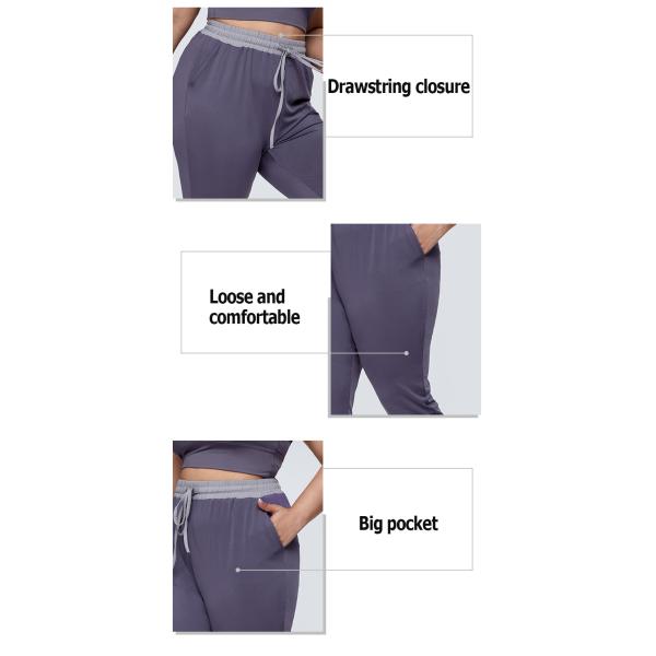 Pantalones de sequía rápidos flojos de la yoga del tamaño extra grande que funcionan con los pantalones casuales de los deportes del lazo