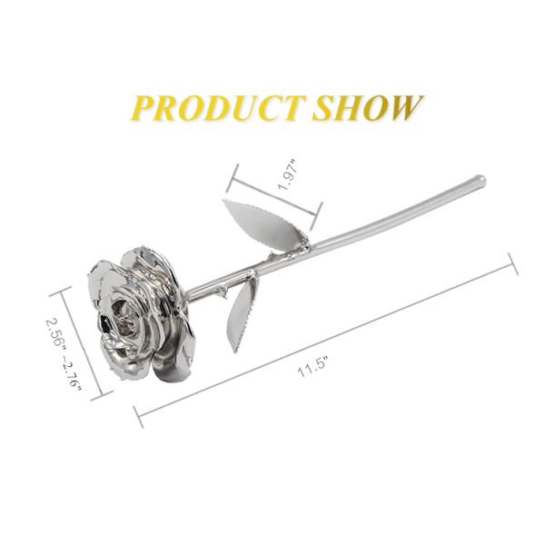 24k  Platinum Dipped  Rose with Gift Box  Handmade Gift Flower Holiday Decoration Christmas Valentine Gift
