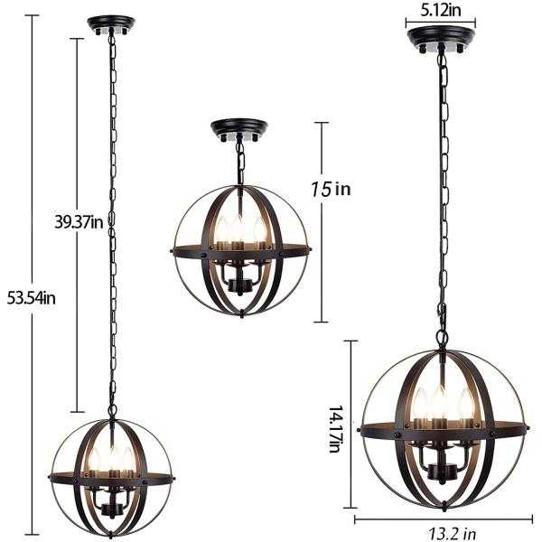 Spherical chandelier Chain Light Indoor Creative Metal Round Hanging Lamp Retro vintage chandelier(WH-VP-62)