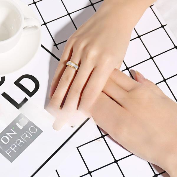 6mm 4mm Stainless Steel Couple Ring High Polished Silver Centre IP Gold Plated Simple Fashion Ring for Children's Party
