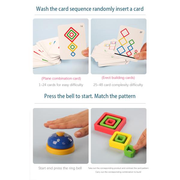 Wooden Intelligence Color Square Box Kindergarten Learning Toys Assembly Blocks