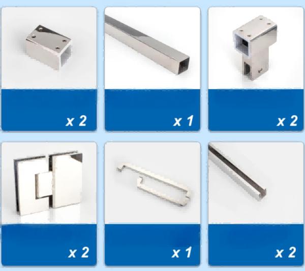 25 Square Shower Door Profile Easy Installation With Hardware Accessories