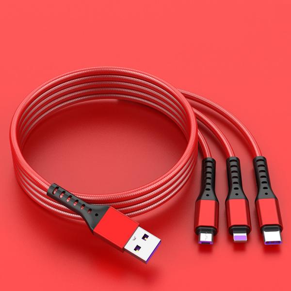 Nylon 4ft Multi USB Charging Cable 3 In 1 Universal Charger Cord