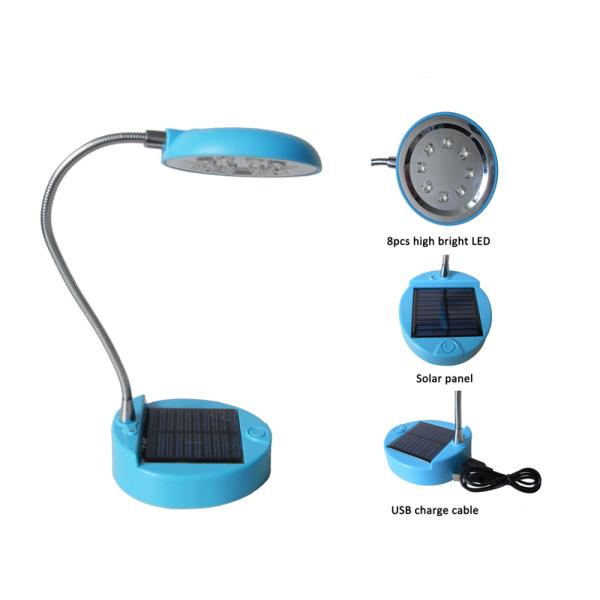 High efficiency portable Blue / Green ABS solar powered LED lamp with 8 pcs LEDs