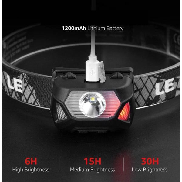 2000 люменов красный и белый датчик водоустойчивое IP65 света работы Headlamp движения