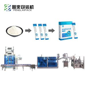 Factory Fully Automatic Multi-Row Sugar Honey Powder Bagging Carton Packing and Carton Wrapping Film Machinery Production Line