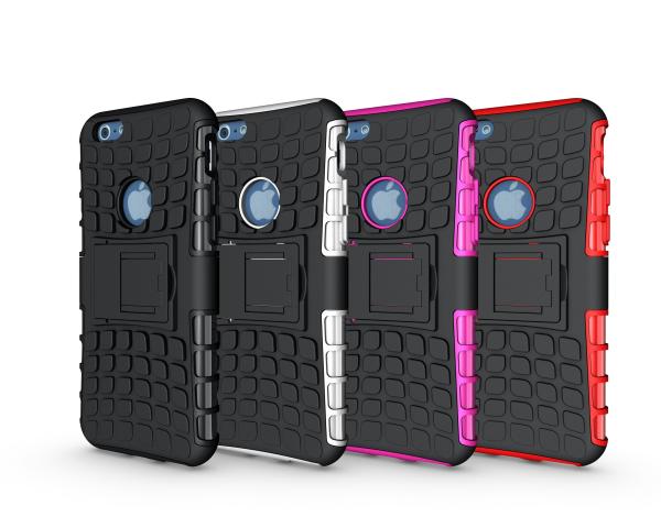 TPU+PC armor stand case for iPhone 6/6 Plus,unique design, White color, strong protection