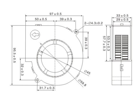 0.8A 97x94x33mm High Pressure DC Blower , 12C DC Brushless Blower Cooling Fan