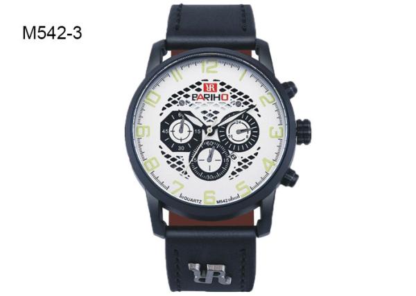 BARIHO Men's Quartz Watch Unisex Weekender Black Brown Leather Strap M542