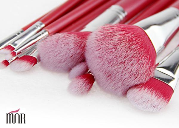 Beautiful Travel Professional Makeup Brush Set 11 Piece With Nylon Hair Red Color