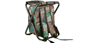 Folding Stool Backpack Insulated Cooler Bag, Collapsible Camping Hunting Fishing Multifunction Chair Front Pocket