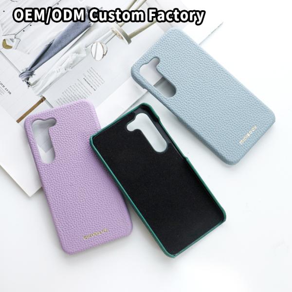 OEM/ODM Genuine Leather Camera Protection Phone Case for SAMSUNG Classic Pebble Grain