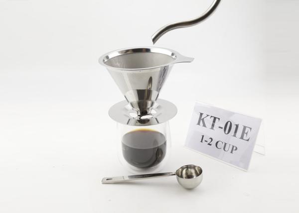 1-2 Cup Eco-frindly Stainless Steel Pour Over Coffee Maker Gift Set With Scoop