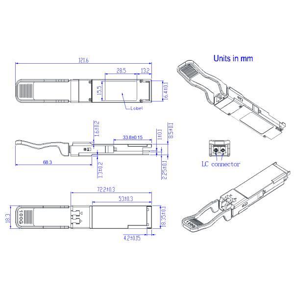 100G QSFP28 Optical Transceiver QSFP28 ER4 40km Duplex LC For Ethernet Links