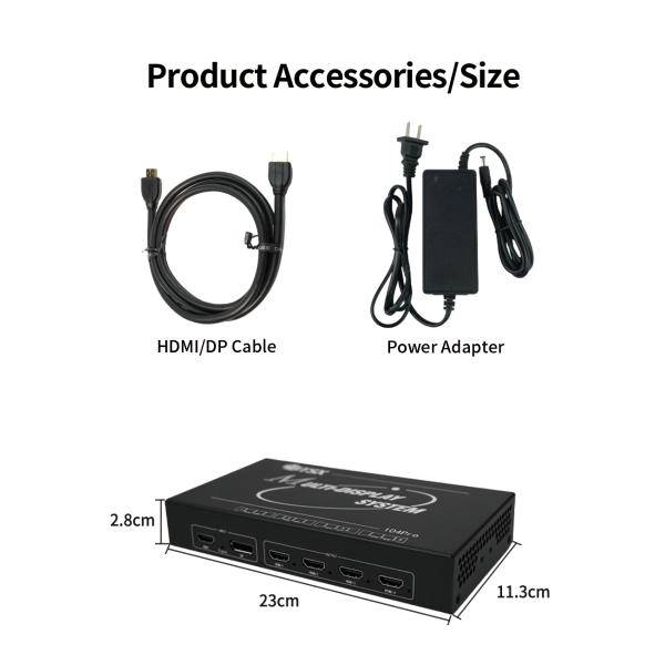 4K60 Multi-screen Expander 1 in 4 Out HDMI 1X2 1X3 1X4  Multi-screen Video Surveillance 3840x2160 Video Wall Controller