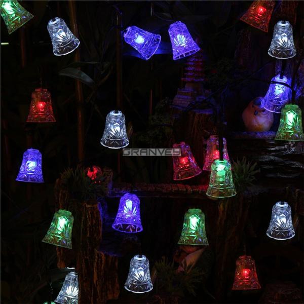 Holiday 6M Bell Solar LED Christmas Lights 30 LED Waterproof For Outdoor Garden