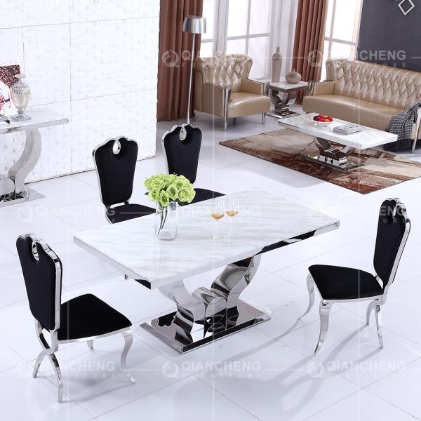 Mobília moderna de Qiancheng da mesa de jantar da parte superior do mármore de 150x90x75cm 6 Seater