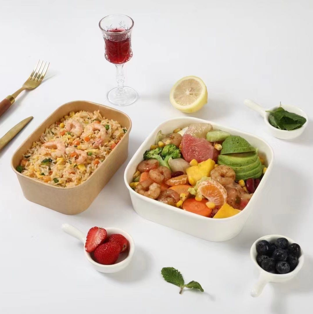 Lid With Lid Disposable Kraft Paper Cake or Bread Container Box Take Away Container US
