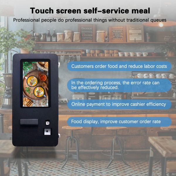 Floor Standing Self-Ordering Kiosk with QR Scanner & Printer