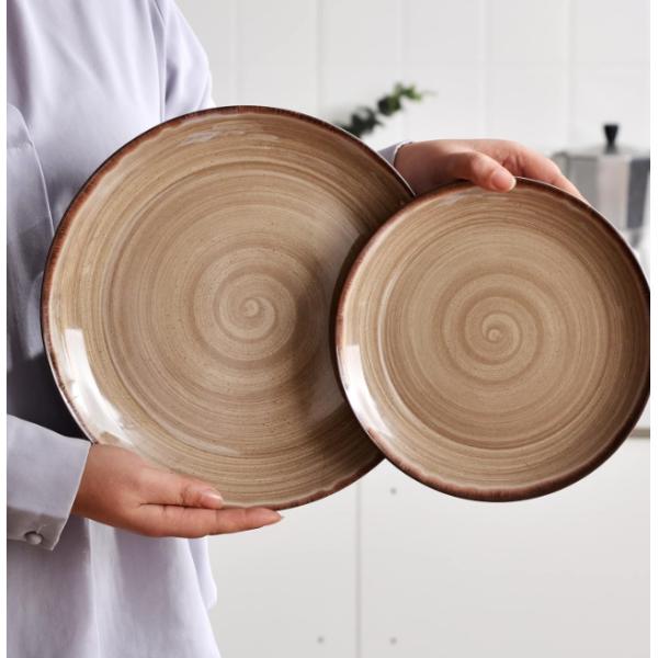 Brown Color Plates Melamine Set Chip Free Round