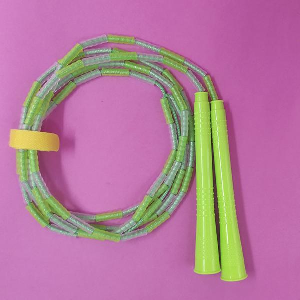 Green Kids Jump Rope Manageable Soft Beaded Adjustable Skipping Rope