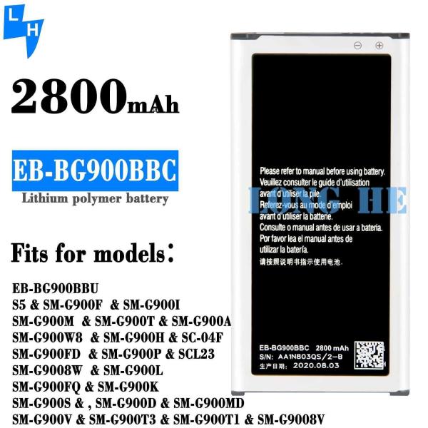 Bateria de 2800mAh EB-BG900BBC para Samsung S5 G900 G900F G900I G900M G900A G900T G900W8 G900K G900L