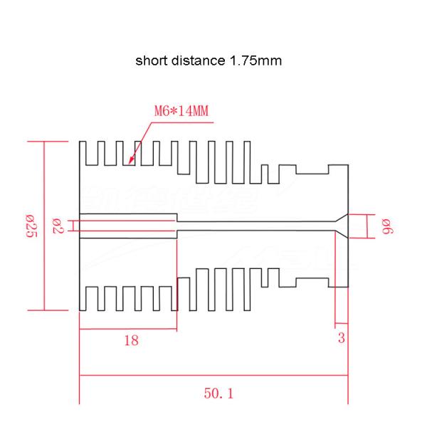 1.75mm 3mm E3D V5 3D Printer Heatsink Alle Metalen Extruder Radiator