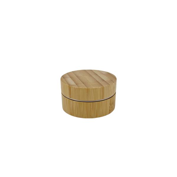 Aluminum Luxury Cosmetic Jar Cylindrical Body Lotion Container With Bamboo Casings