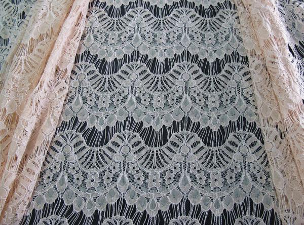 Corded Scalloped Lace Mesh Fabric Black Guipure For Lingerie / Bra CY-DK0038