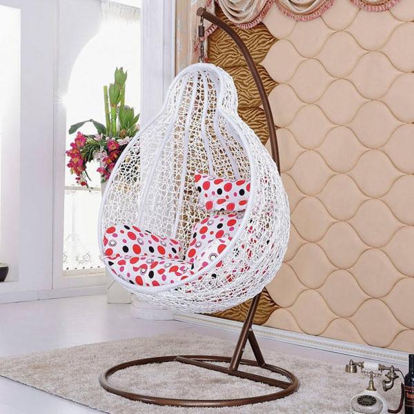 Metal Frame Hand-made Rattan Swing Wicker Chair for Outdoor Garden Villa Hanging Basket