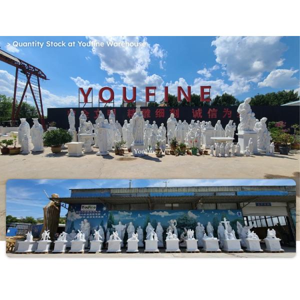 Customized Large Life Size Religious Sculpture Garden Decorative Pure White Marble Holy Family Church Statue