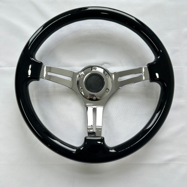 DELUXON 350mm Universal Racing Steering Wheels 3 Spoke Black Red Purple ABS Chrome