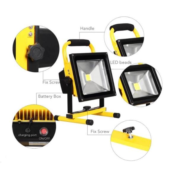 10W Waterproof Rechargeable LED Flood Lights Black Aluminum 4 Hours Portable