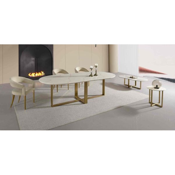 T961-1 Modern Dining Table Featuring Stainless Steel Frame