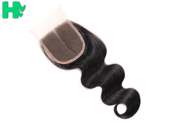 Body Wave Human Hair Closure Pieces , Middle Part Remy Human Hair Extensions