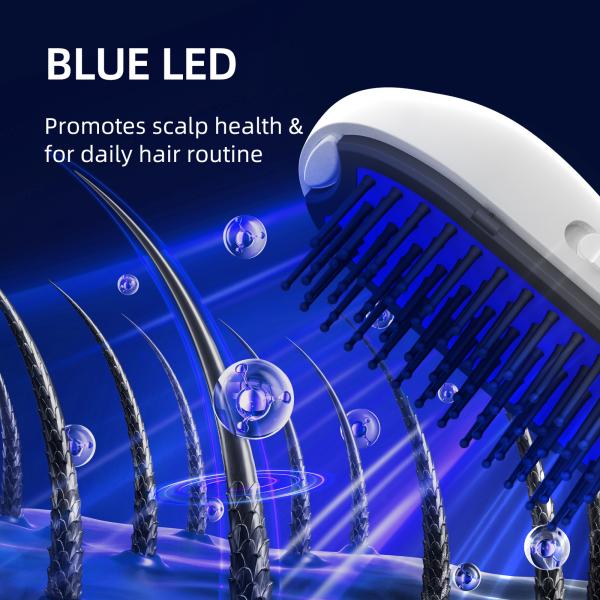 CE FCC IONIC Hair Brush Negative Ion 1W Blue LED Hair Brush
