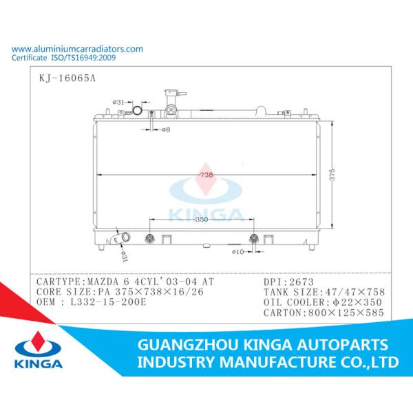 OEM L332-15-200E Aluminum Radiator Core For MAZDA 6 4CYL 2003-2004