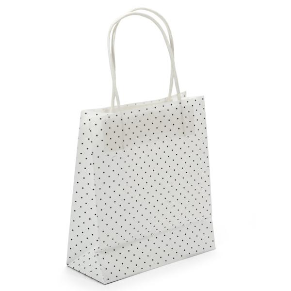 White color printing hot foil white kraft paper bag with handle low cost