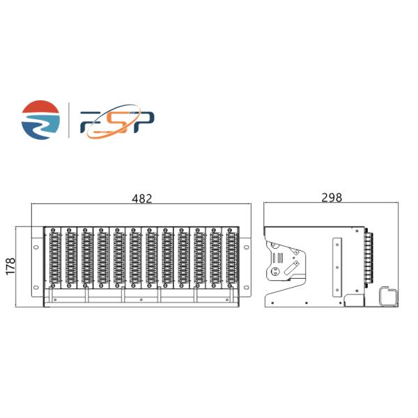 Серая RAL 7035 4U 144 ядра 19 дюймовая оптоволоконная панель под ODF с 3