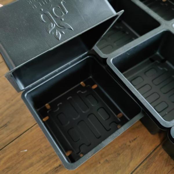 PS Nursery Seedling Tray Microgreen Agriculture Plastic Seedling Trays 8 Cell Black Agriculture Vegetable Tray