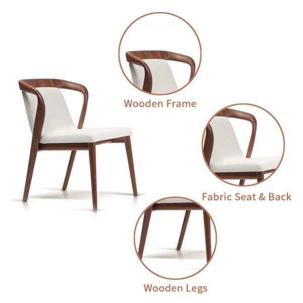 Fabric Upholstered Nordic Italian Solid Wood Dining Room Chairs for Modern Living Room Design Style