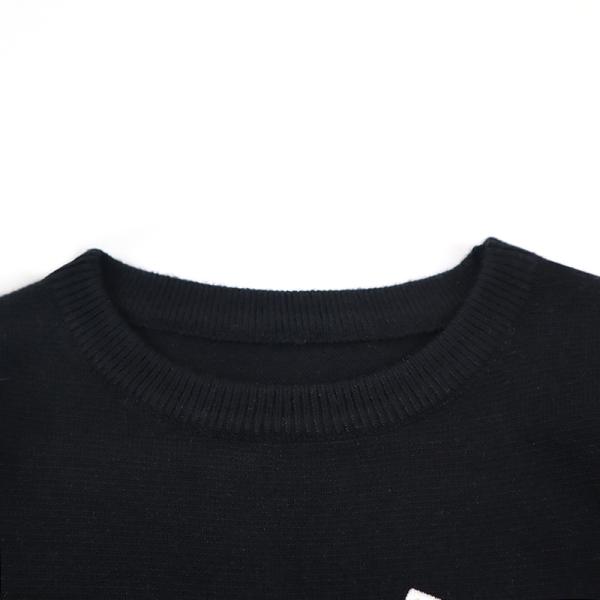 Long sleeve Patch Design Winter Cotton Jersey stitch strip ribbed Pullover Kid Children Knitted sweater
